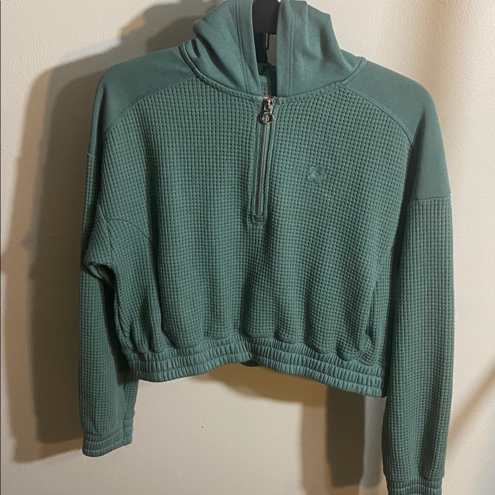 Limited Too Teal Waffle Knit Quarter-Zip Pullover